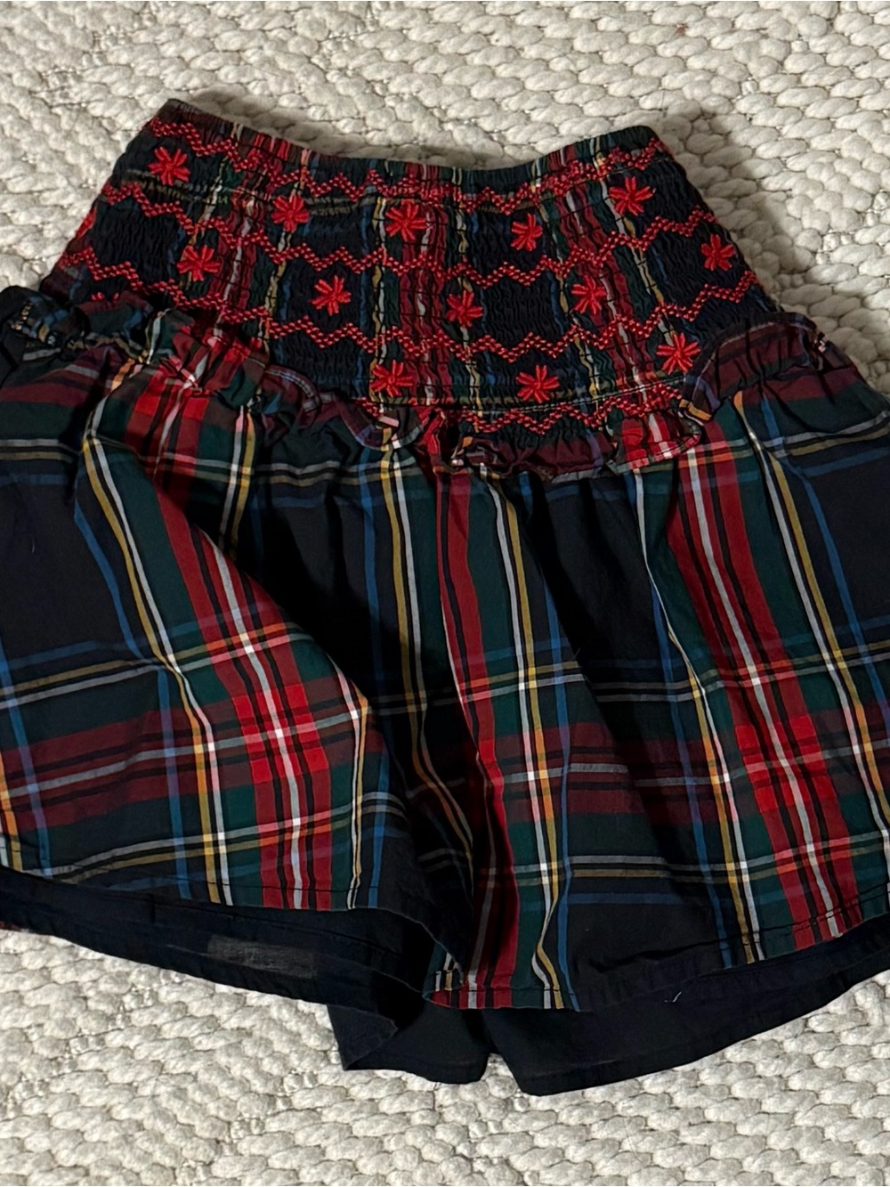 Crewcuts Plaid Smocked-Waist Skirt, size 6/7